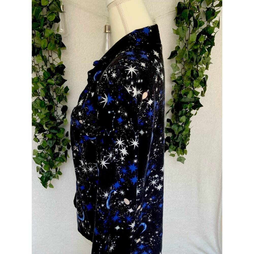 Victoria's Secret Black Blue White Stars Moon Button Up Pajama Long Sleeve SZ S - Picture 4 of 9